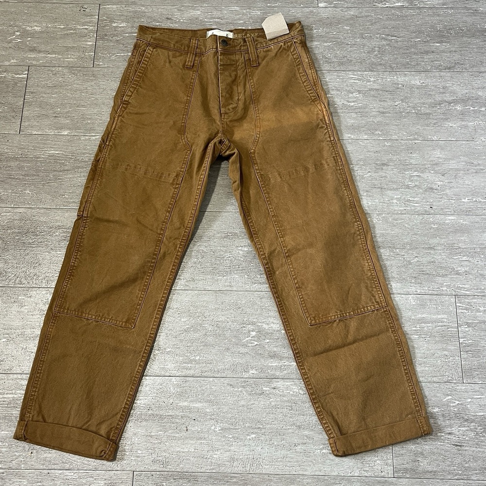 Madewell Mens Canvas Utility Pant Brown Relaxed Fit Double Knee 32x30!  NWT